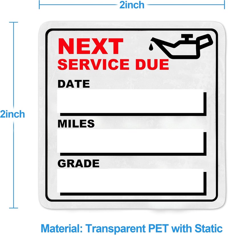 GUEER for Oil Change Sticker Static Cling, Clear Stickers 120 Pcs 2”x 2” Next Service Due Sticker for Windshield, Easy to Peel with No Residue for Car Auto Vehicle Window (Red1) - Image 2